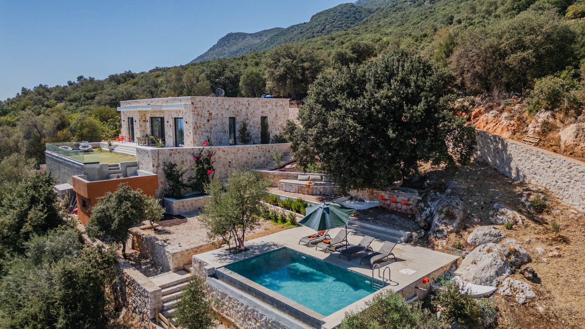 Secluded architectural villa in nature